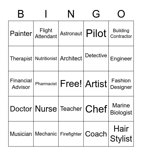 Careers Bingo Card