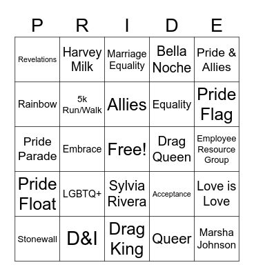 Pride & Allies Bingo Card