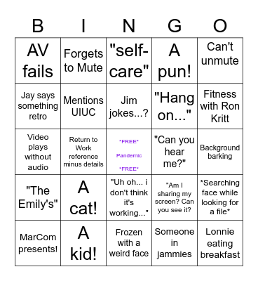 Annnddd we're back! Bingo Card
