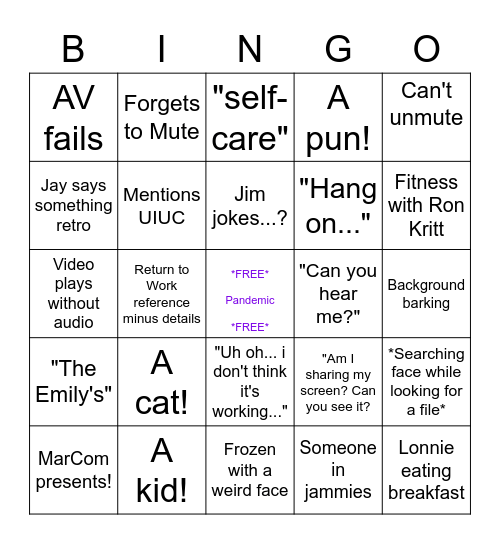 Annnddd we're back! Bingo Card