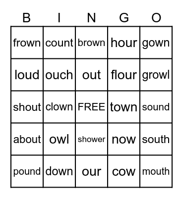 OU OW Bingo Card