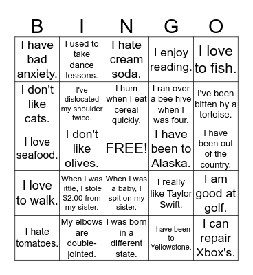 Period 3- Ice Breaker Human Bingo Card