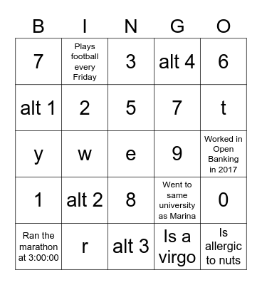 OB Facts Bingo Card