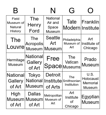 Art Appreciation Bingo Card