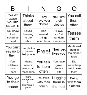 Clown/Simp Bingo Card