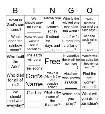 Bible Bingo Card