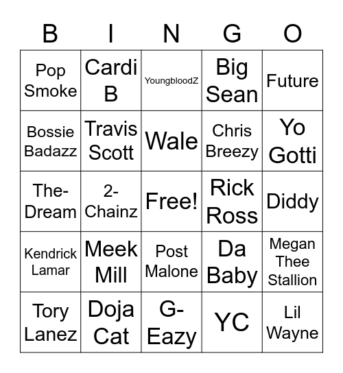 Janelle’s Trap House Bingo Card