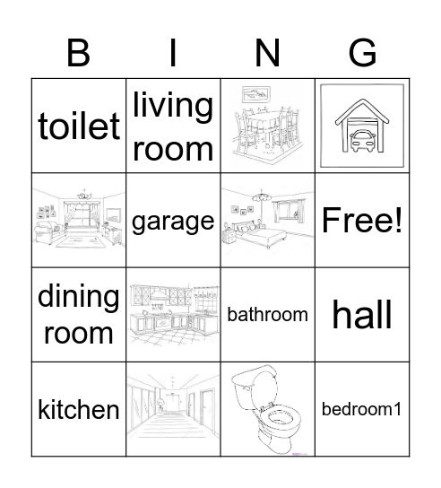 Rooms in the house Bingo Card