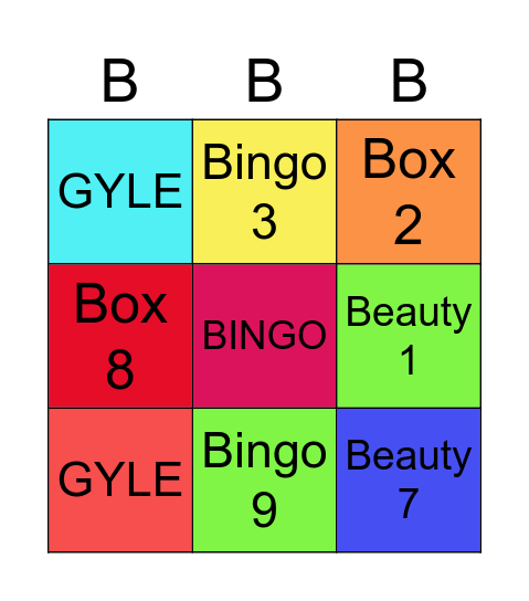 Gyle Beauty Bag Bingo Card