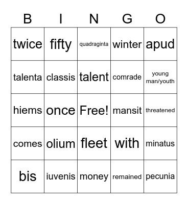 Caesar et Pirates Bingo Card