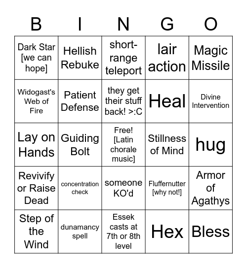 We'll All Have Our 15 Minutes of Eldritch Divinity [Critical Role 2.140] Bingo Card