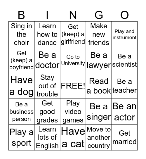 I hope Bingo Card
