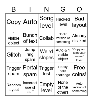 Recent Tab Bingo Card
