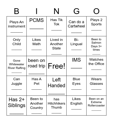 Eagle Crew Bingo Card