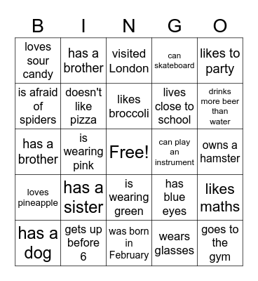 Find someone who Bingo Card