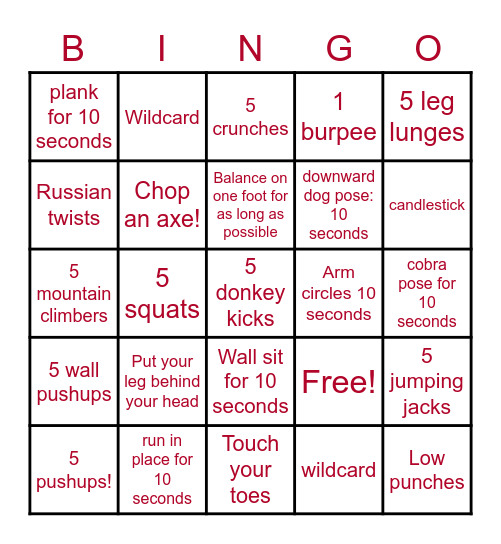 Exercises :)) Bingo Card