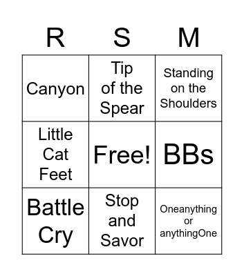 LowerTwo Bingo Card