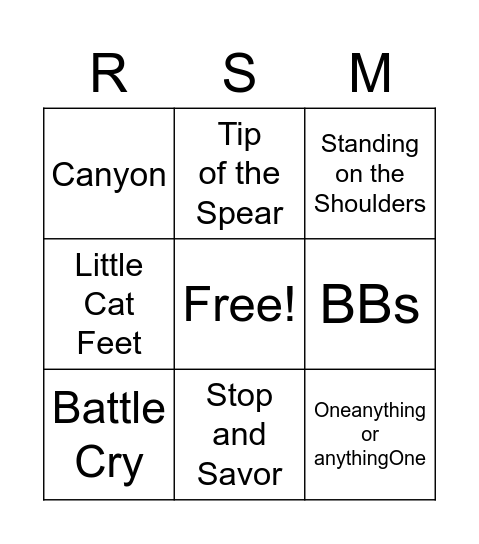 LowerTwo Bingo Card