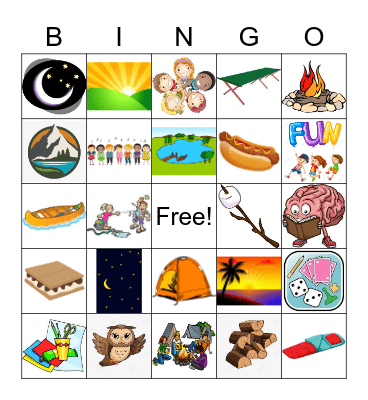 Summer Camp Bingo K-1 Bingo Card