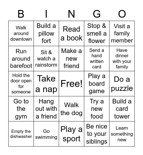 AP Stats Summer Homework Bingo Card