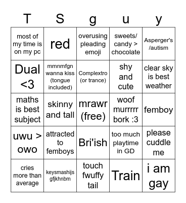 Binguy Bingo Card