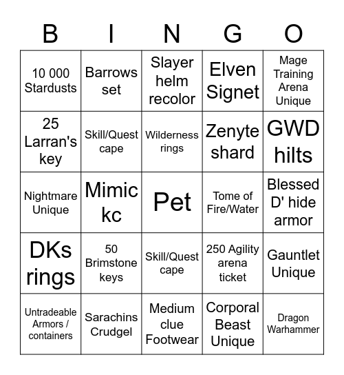 Top Hat Gang Bingo #2 Bingo Card