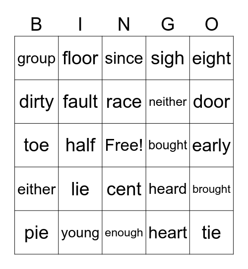 SIPPS Mastery 11 Bingo Card