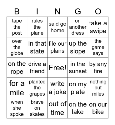 Unit 11 Phrase Bingo Card