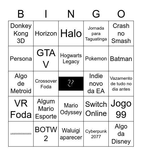 Previsões E3 Bingo Card