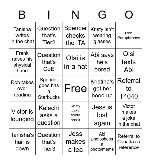 RP Unicorn Bingo Card