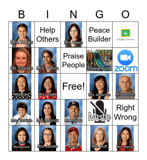 DURHAM ELEMENTARY SCHOOL BINGO Card