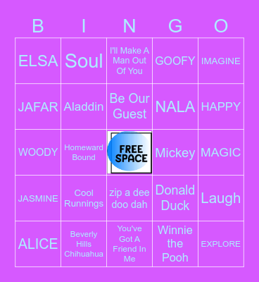 DISNEY GAME Bingo Card