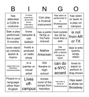 THTR APPR BINGO Card