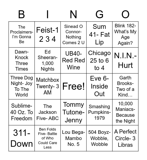 Total-Quiz.com presents Radio Bingo: Count On It Bingo Card