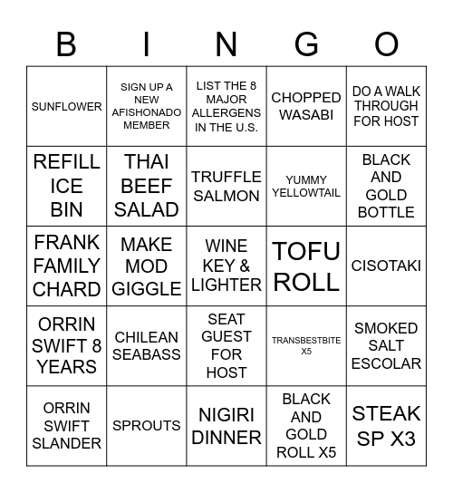 Allergy Bingo... achooo Bingo Card