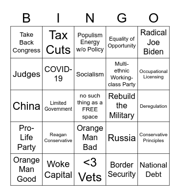 Future of Conservatism BINGO Card