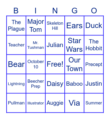 Wonder by R.J. Palacio Bingo Card