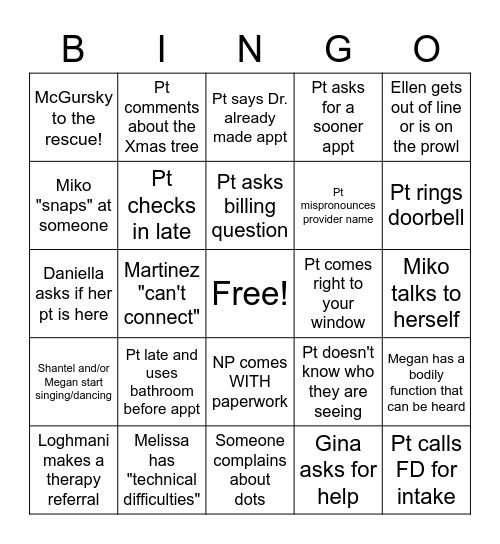 Behavioral Health Bingo Card