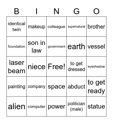 Vocabulary Review Bingo Card