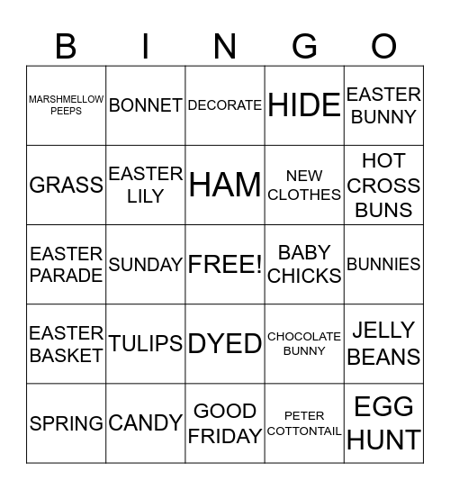 EASTER BINGO Card