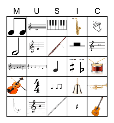 Creation Music Bingo Card