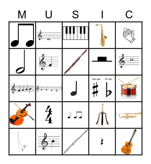 Creation Music Bingo Card