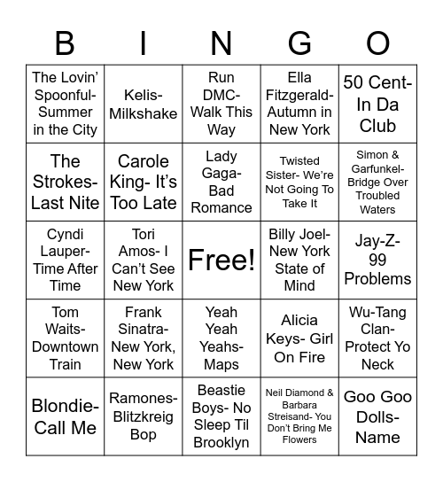 Total-Quiz.com presents Radio Bingo: Empire State Bingo Card