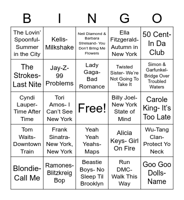 Total-Quiz.com presents Radio Bingo: Empire State Bingo Card