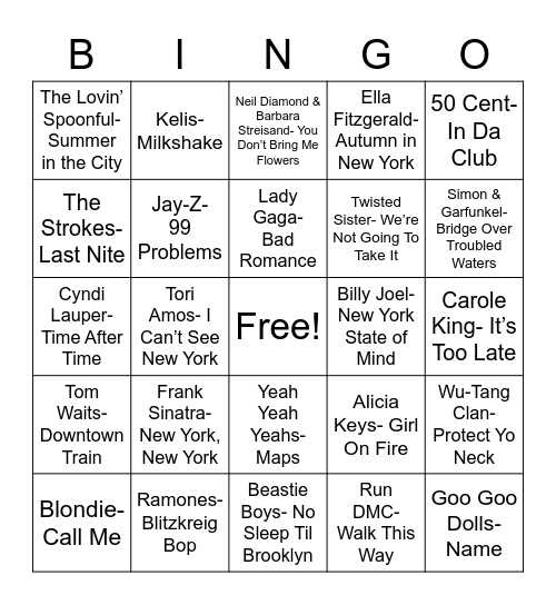 Total-Quiz.com presents Radio Bingo: Empire State Bingo Card