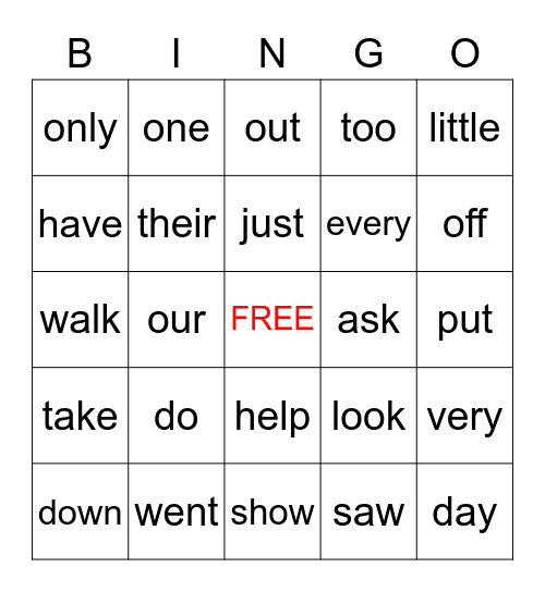 Journeys Sight Words -- Unit 6 Bingo Card