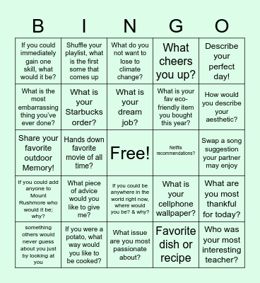 Social Bingo!! Bingo Card