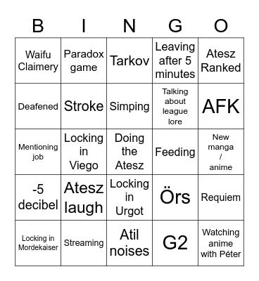 Atesz Bingo Card