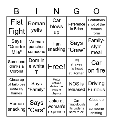 FF Watch Party Bingo Card