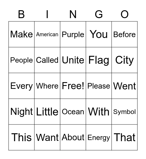 Spelling words-3 Bingo Card